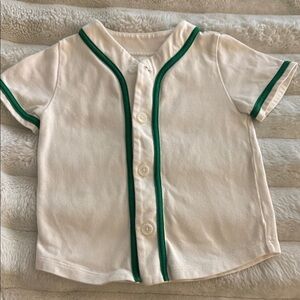 Toddlers’ White and Green Button-Up Baseball-style Shirt Size 3T